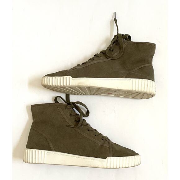 Vince High Top Casual Canvas Sneaker Army Green Size 7 Medium - Picture 6 of 9